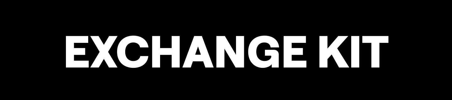 The name Exchange kit alone, white on black: the exchange kit for developers.