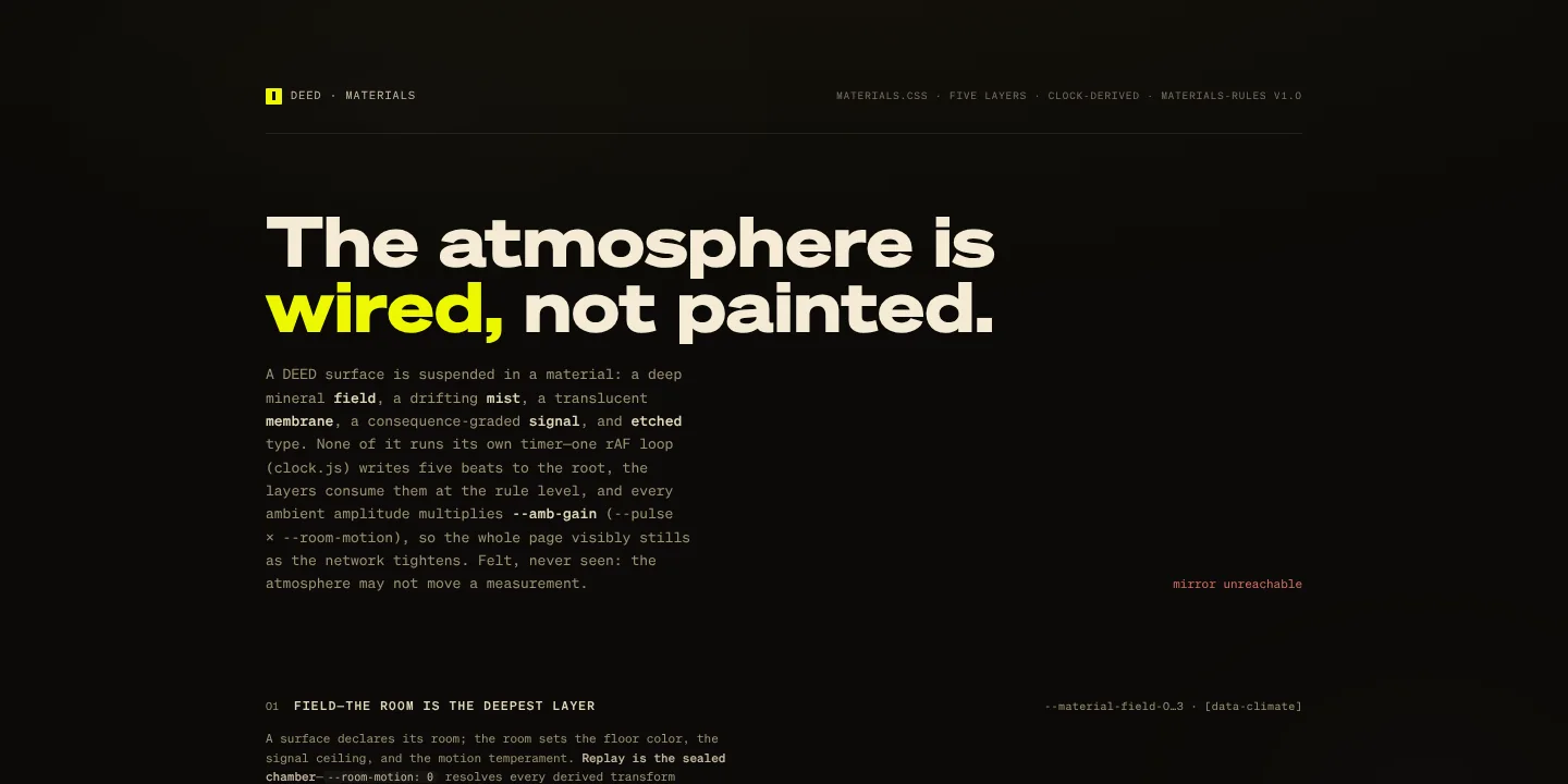 Materials: The atmosphere is wired, not painted.
