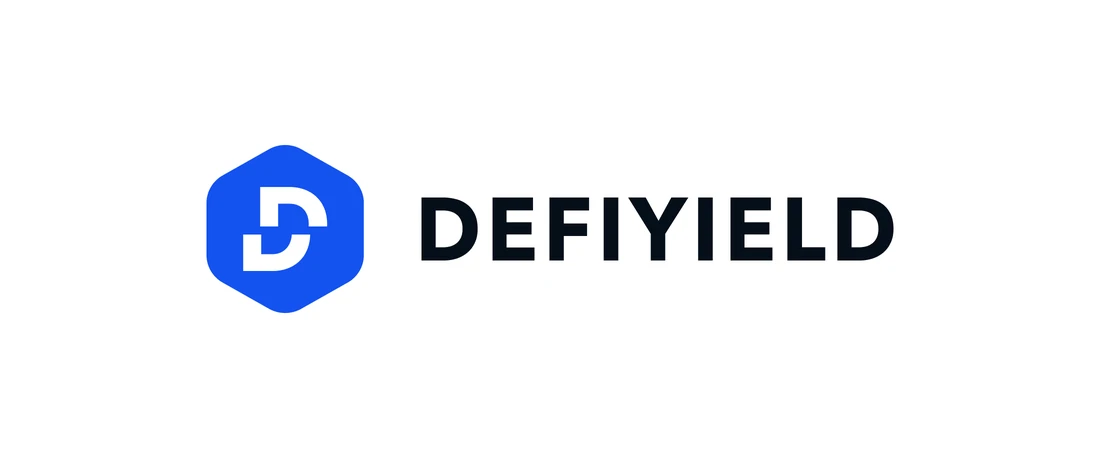 The original DEFIYIELD lockup: the blue hexagon with the split D, and the name DEFIYIELD in near-black capitals.