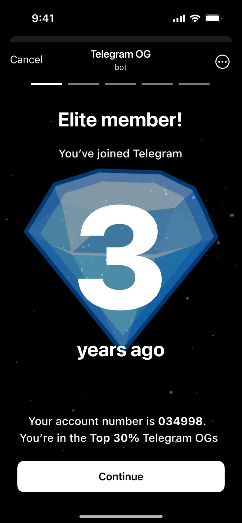 Elite member: 3 years, top 30%.