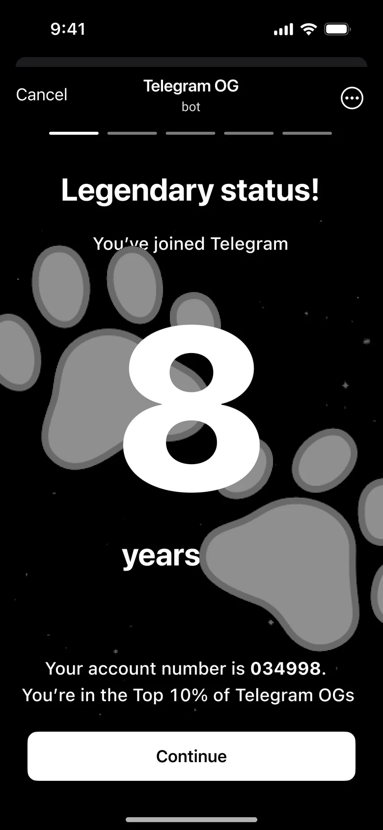 Legendary status: 8 years, top 10%.