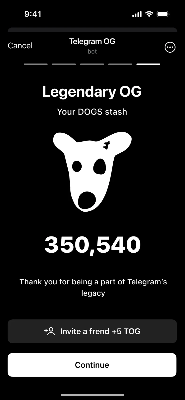 Legendary OG: Spotty above the number 350,540.